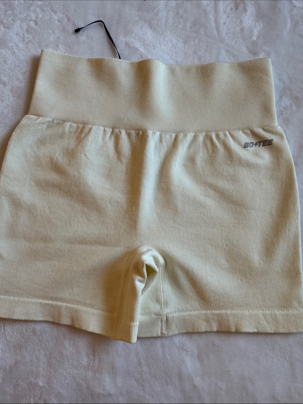 High-Waist Cream Ribbed Women’s Shorts